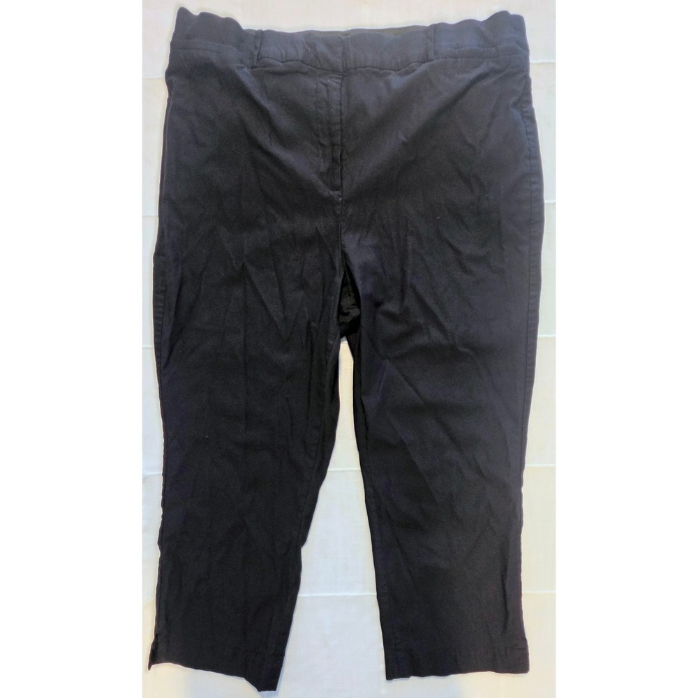 Lane Bryant Black Cropped Trousers Size 20 Straight Leg Stretch Dress Pants